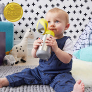 child with insulated drink bottle - lemon sherbet - b.box for kids