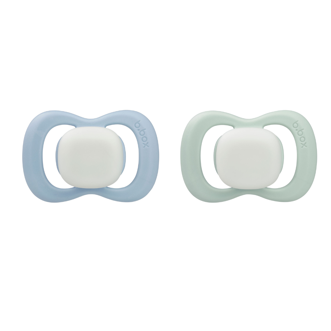 glow pacifier twin pack - sky + sage