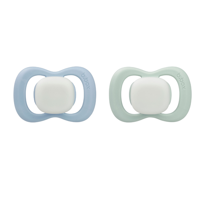 glow pacifier twin pack - sky + sage