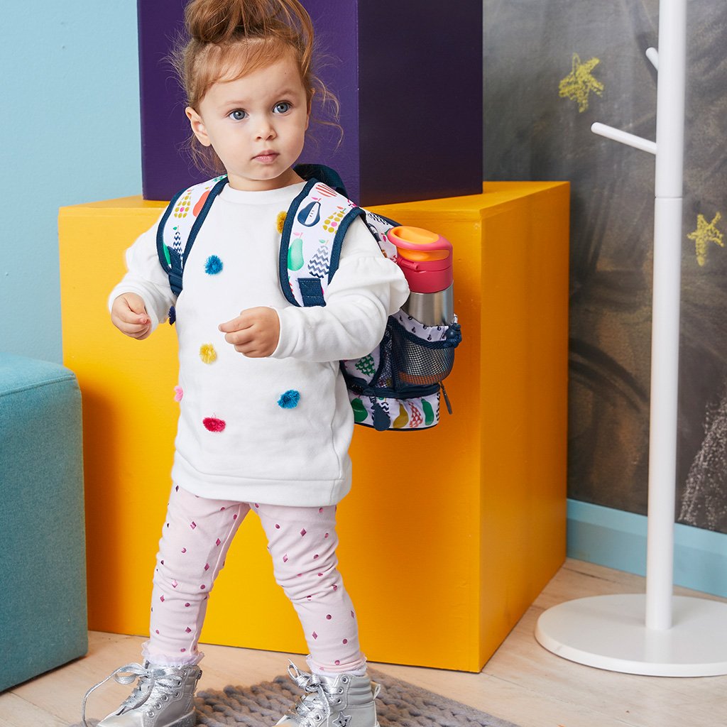child with insulated drink bottle - lemon sherbet - b.box for kids