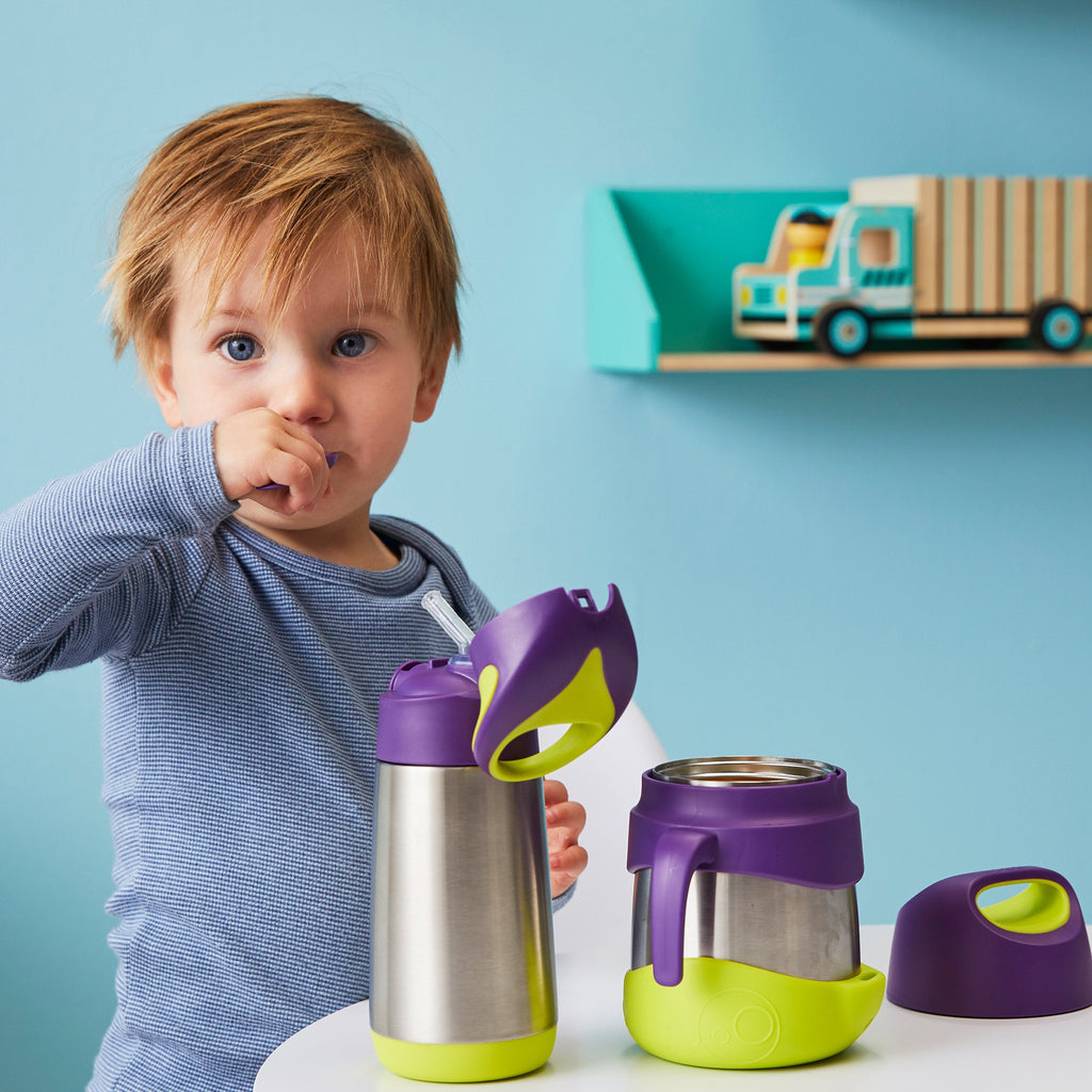 child with 350ml insulated drink bottle - passion splash - b.box for kids